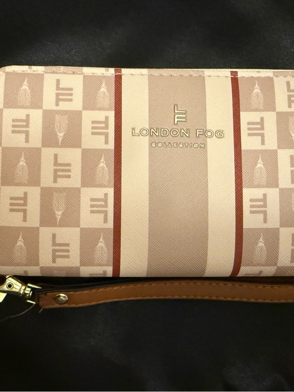 London Fog Tricolor Signature Zip Wallets in Brown, Gray, Blush - Picture 2 of 7